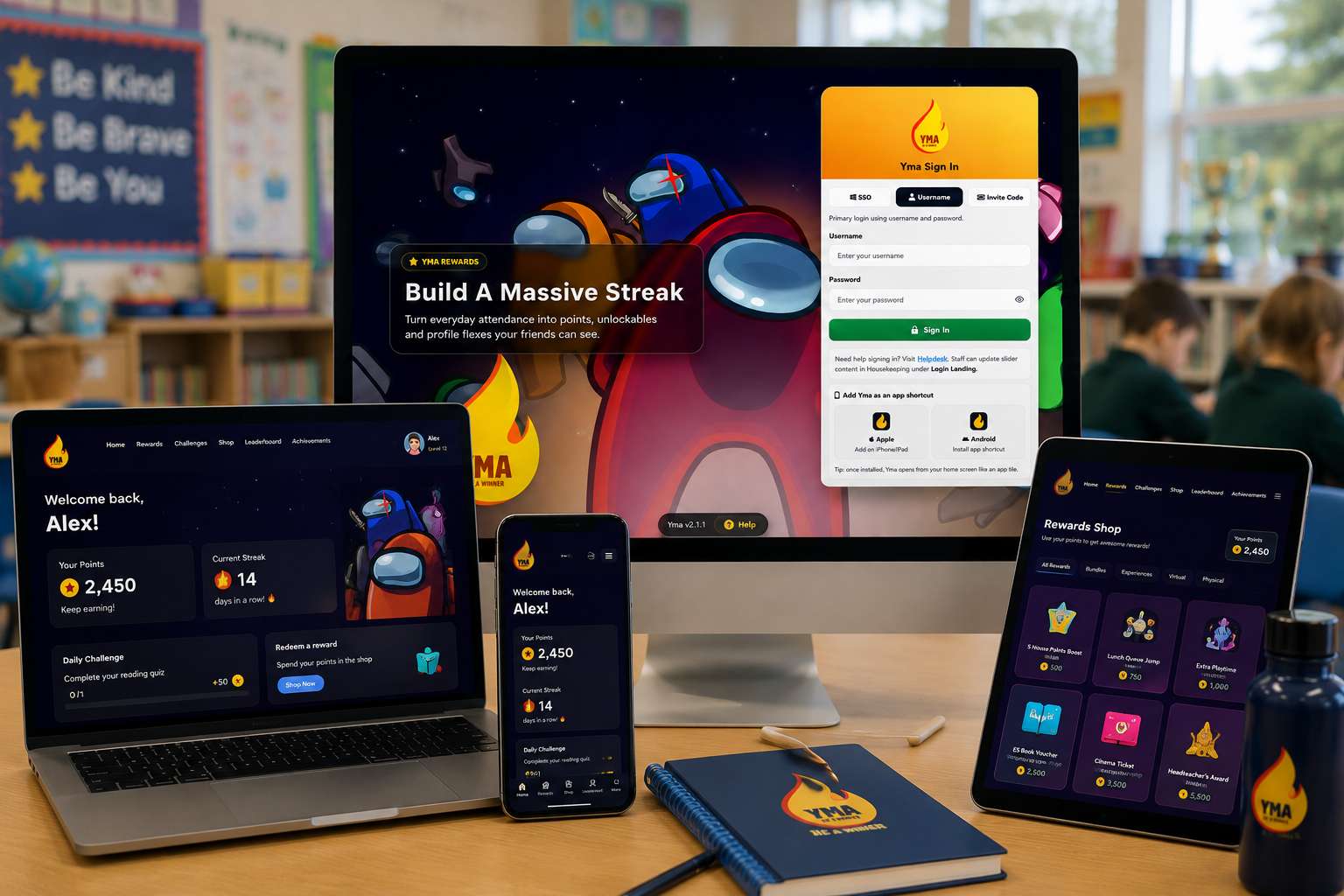 Yma attendance reward system screenshot